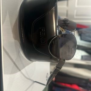 NEW Fendi FS5020 59 11 135 042 Silver & Gray Aviator Sunglasses + Case & Cloth